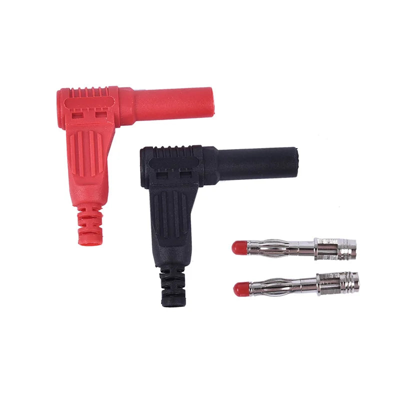 New 1pair 4mm Male Right Angle Insulation Wire Solder Type DIY Banana Plug Connector Peaceful Pleasures Health and Wellness 1pair