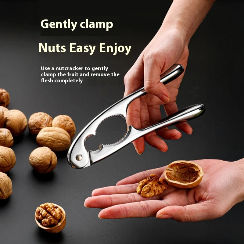 Stainless Steel Manual Kitchen Gadgets High Quality 2 Styles Choose Nut Cracker Case Opener Walnut Opener with Non-slip Handle Peaceful Pleasures Health and Wellness