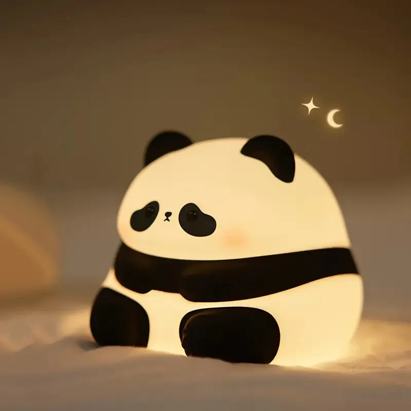 Cute Panda Silicone Patting Lamp Rechargeable Timing LED Night Light For Bedroom Bedside Room Decoration Kids Boys Birthday Gift Peaceful Pleasures Health and Wellness Panda HuaHua