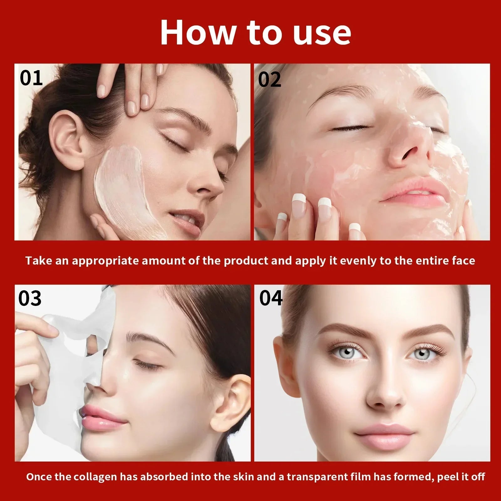 Real Collagen Fit, Collagen Wrapping Mask, Collagen 670,000ppm, Peel Off Facial Mask for elasticity, Hydrating, Glow, Glass Skin Peaceful Pleasures Health and Wellness
