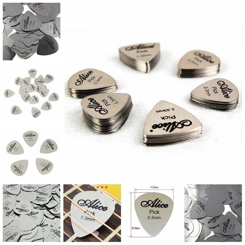 Metal Guitar Pick Thin Durable Silver Professional Bass Ukelele Picks