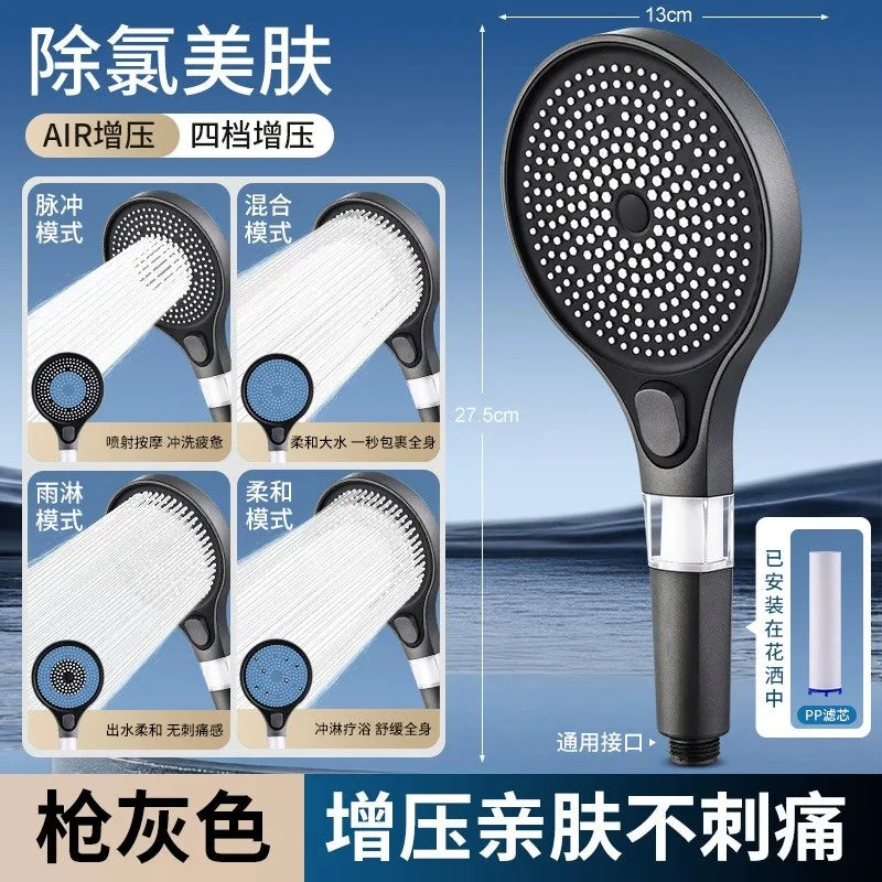 13CM High Pressure Handheld Shower Head – 4 Modes, Water Saving