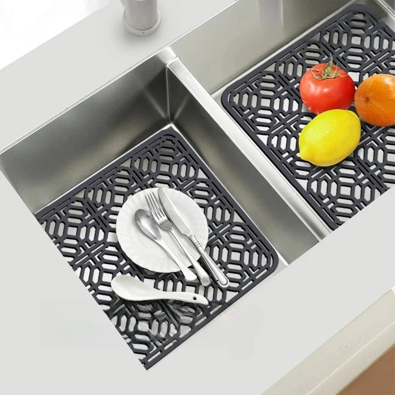 Silicone Drain Mat Heat Insulated Pad Kitchen Sink Protector Hollow Sink Mat Countertop Mats Kitchen Protection Countertop Mats Peaceful Pleasures Health and Wellness