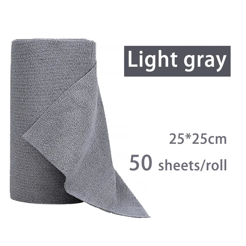 [Microfiber Cleaning Wipes] 20/50 Rolls Microfiber Cleaning Wipes, Reusable Household Kitchen Towel Rolls Peaceful Pleasures Health and Wellness Gray-50 sheets