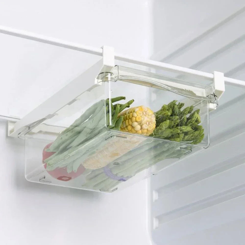 Transparent Fridge Organizer Fruit Egg Refrigerator Storage Box Under-shelf Refrigerator Drawer Box Fresh-keep Kitchen Organizer Peaceful Pleasures Health and Wellness Fruit and vegetable