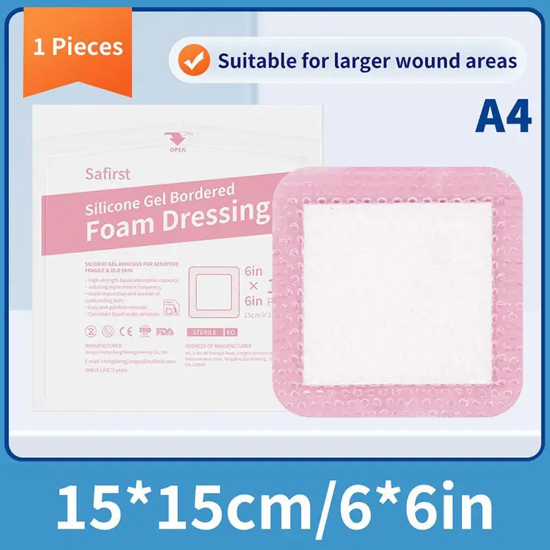 Waterproof Wound Dressing Bandage For Wound Care Absorbent Foam Pad Band-aid Silicone Polyurethane Foam Dressing Peaceful Pleasures Health and Wellness A4