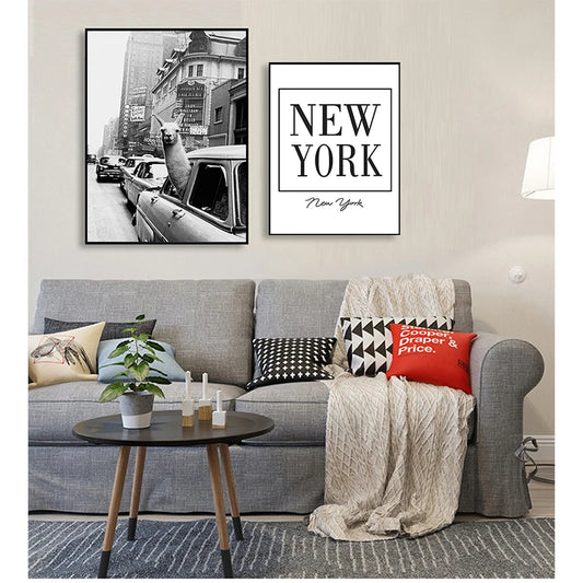 Llama in a Taxi Times Square Canvas Print | NYC Wall Art Canvas Wall Art Peaceful Pleasures Health and Wellness