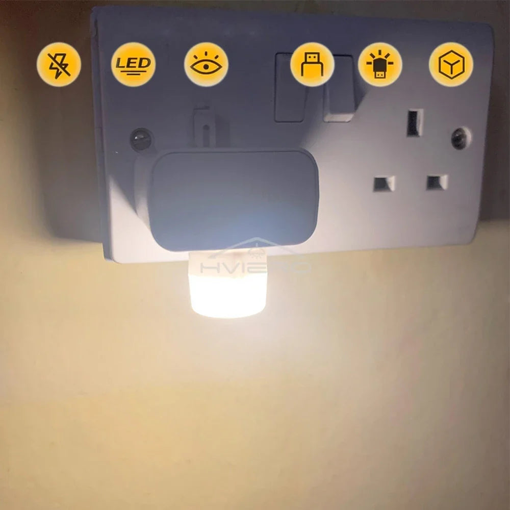 USB LED Night Light – Portable Plug-In Lamp | Warm & Cool White