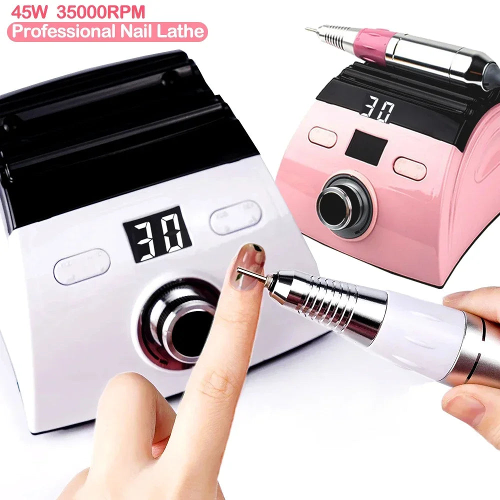 Professional Nail Drill Machine 35000RPM Manicure Machine Apparatus for Pedicure Kits Electric Nails File with Cutter Nail Tools Peaceful Pleasures Health and Wellness