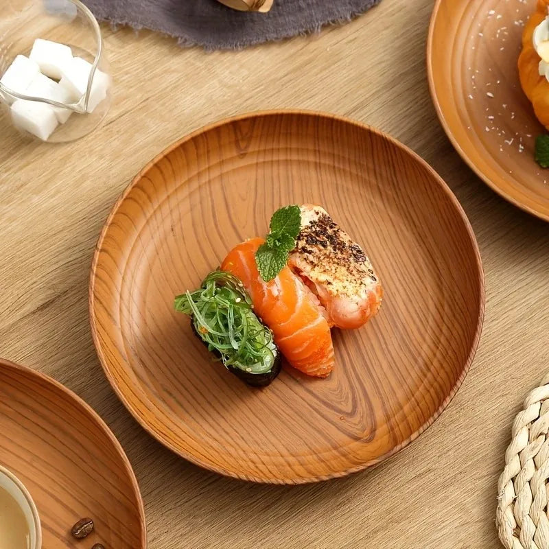1pcs Japanese Style Tea Tray PP Plastic Rectangular Wood Grain Serving Tray for Home Hotel Restaurant Multipurpose Cup Plate Peaceful Pleasures Health and Wellness