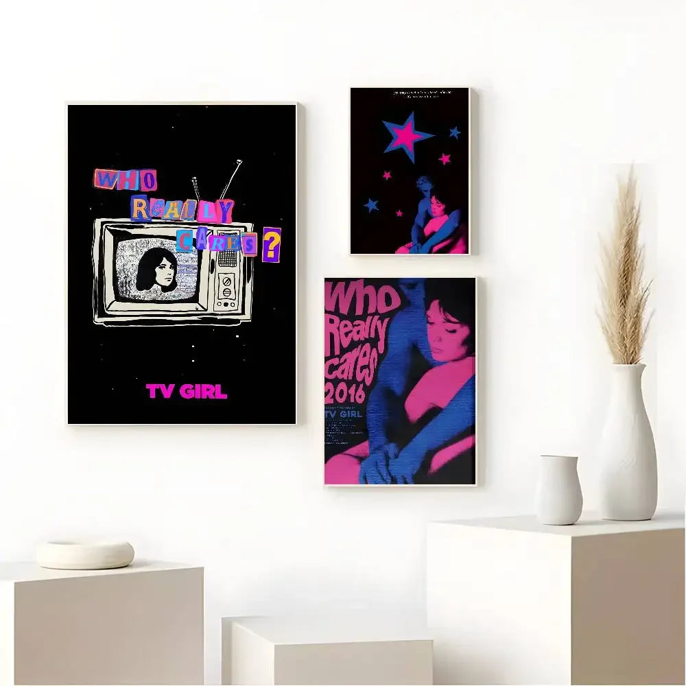Who Really Cares-T-TV Girl Album Aesthetic Canvas Painting Posters and Prints Wall Picture For Living Room Decoration Peaceful Pleasures Health and Wellness