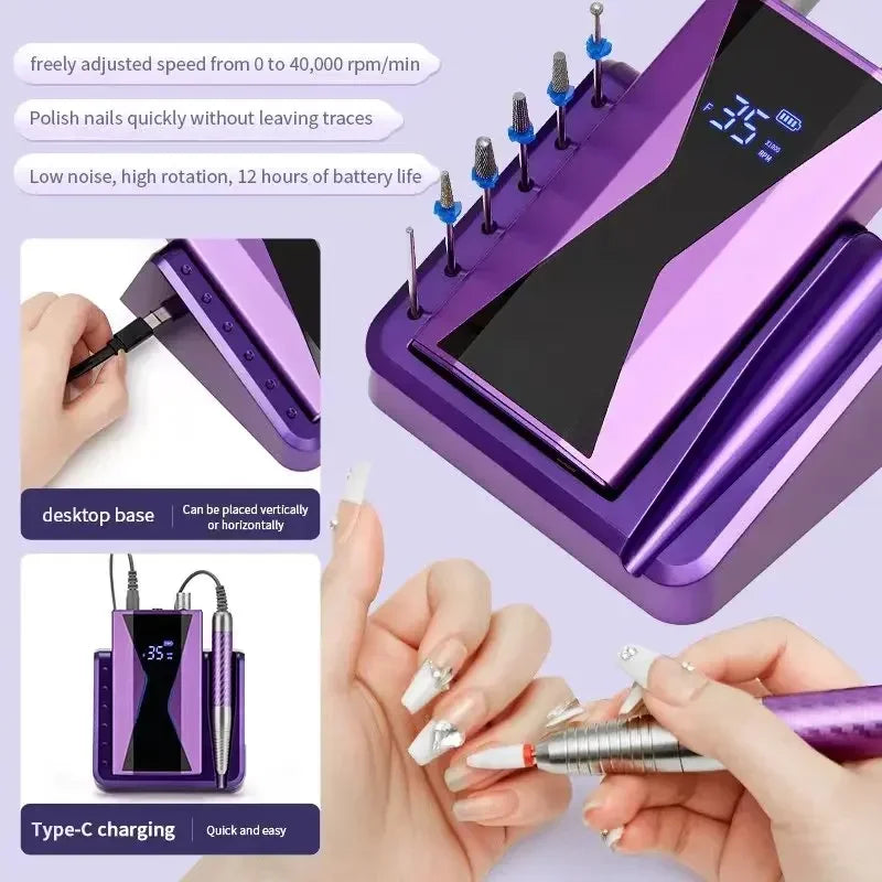Professional 40000RPM Brushless Nail Drill Machine 85W | Salon