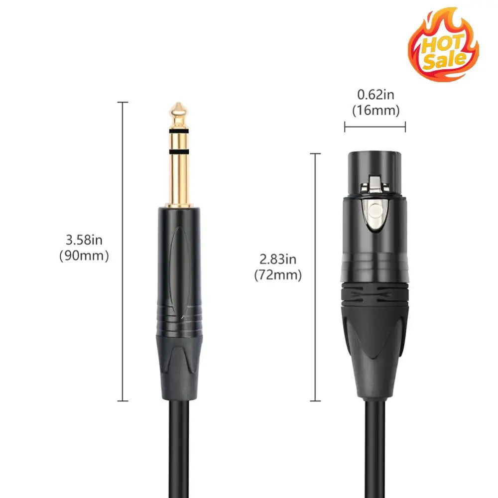 6.35mm TRS Male to XLR Female Balanced Audio Cable 1M/2M