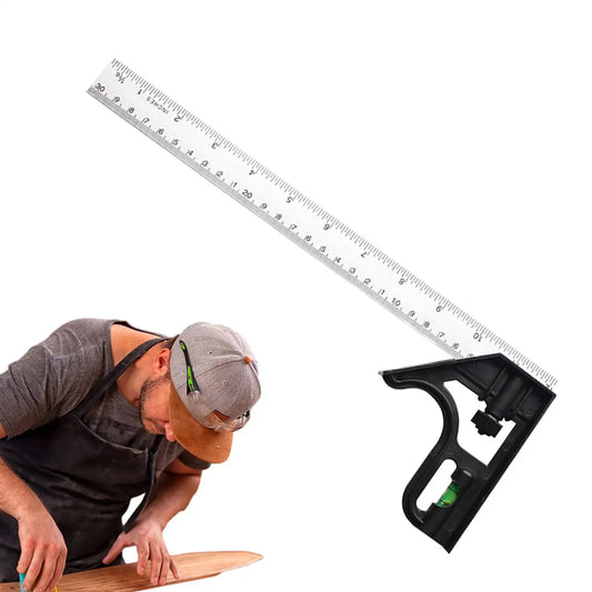 Combination Square Ruler – 45° & 90° Woodworking Measuring Tool Combination Square Ruler Peaceful Pleasures Health and Wellness