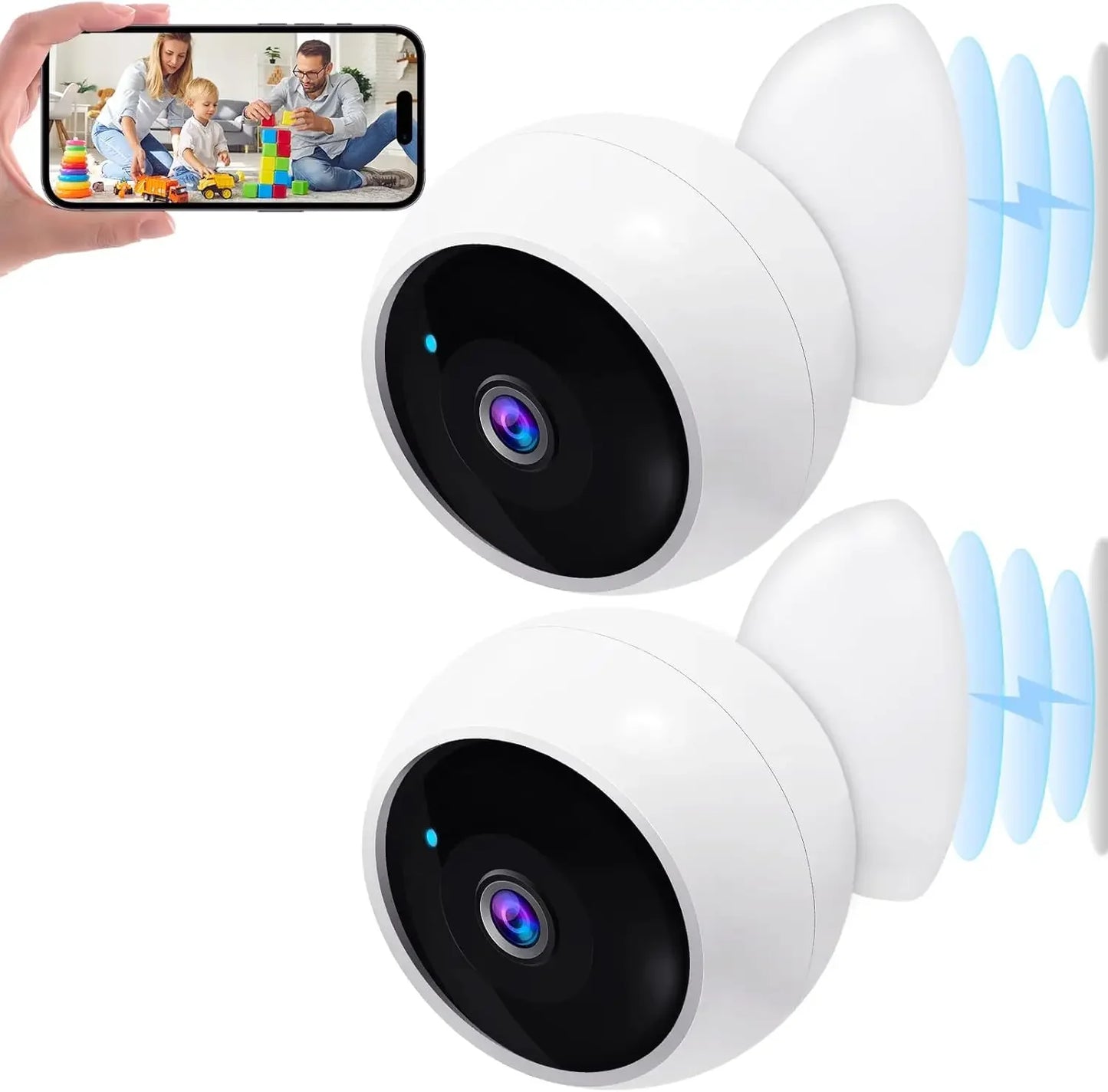 Wireless Outdoor Security Cameras 2-Pack: Magnetic Mount, 2K HD, AI Motion Detection, Long Battery Life Peaceful Pleasures Health and Wellness United States