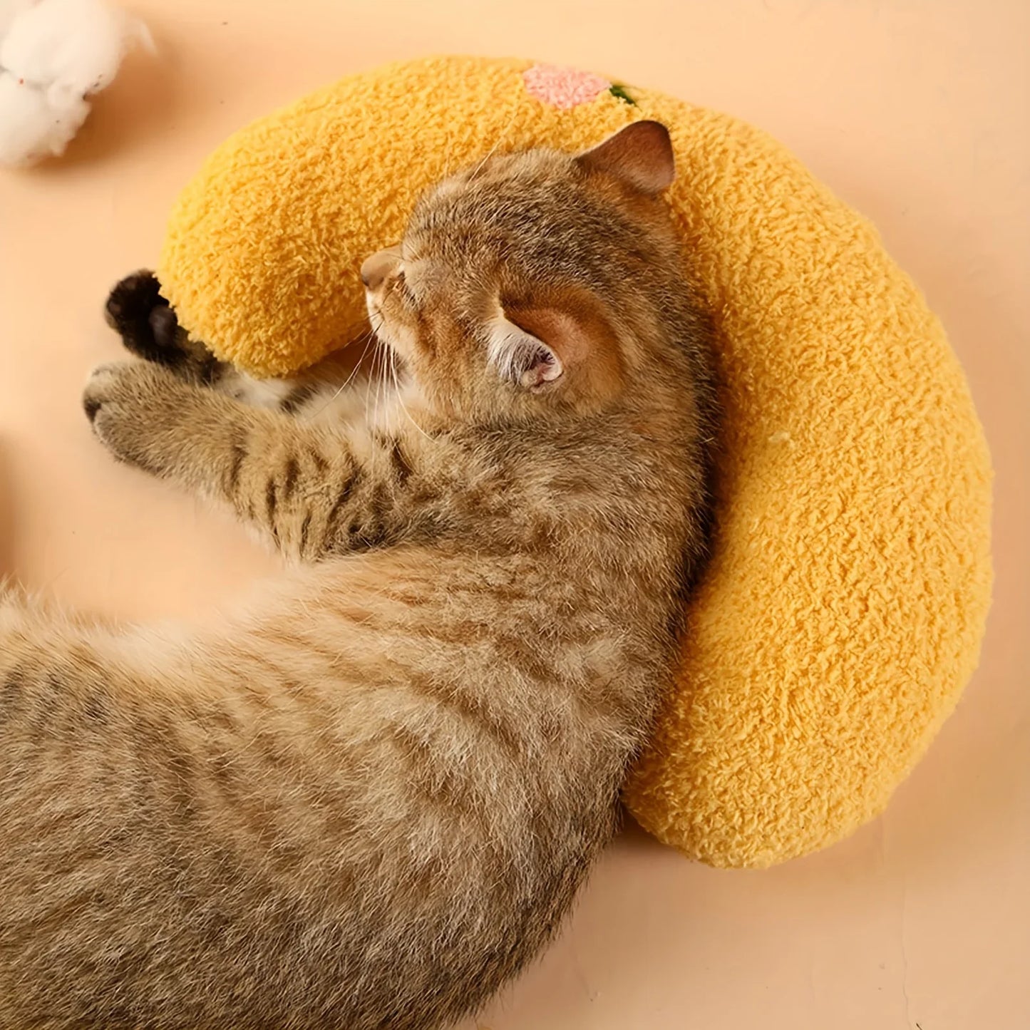 Soft Plush U-Shaped Pet Pillow for Cats & Dogs | Washable