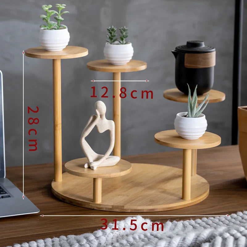 3-Layer Bamboo Desktop Shelf | Plant & Décor Storage Rack