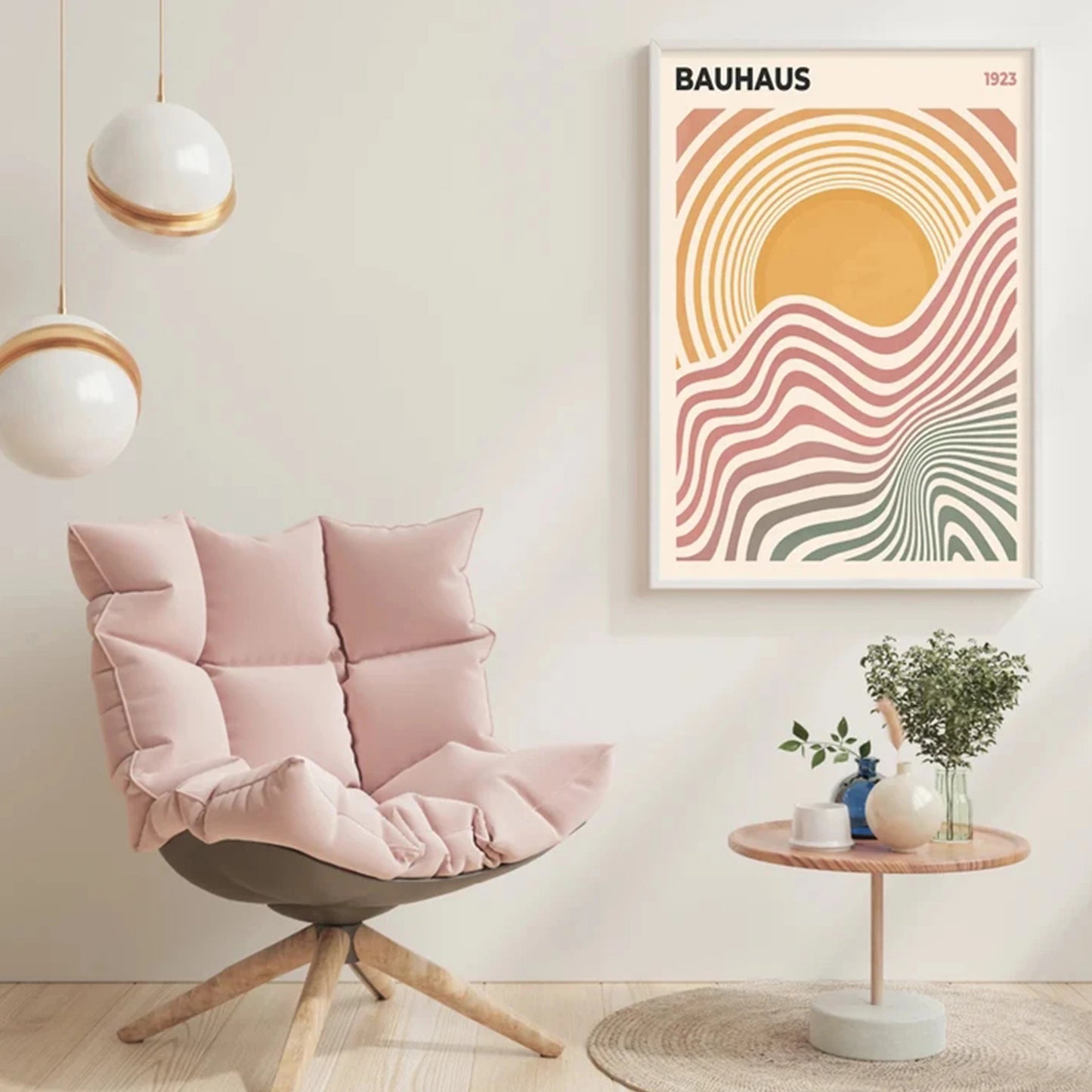 3-Piece Bauhaus Abstract Flower Canvas Wall Art Print Set