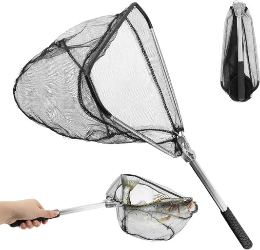 Fishing Net Foldable Collapsible Telescopic Fish Landing Net Durable Nylon Material Mesh Landing Net for Easy Catching Releasing Peaceful Pleasures Health and Wellness