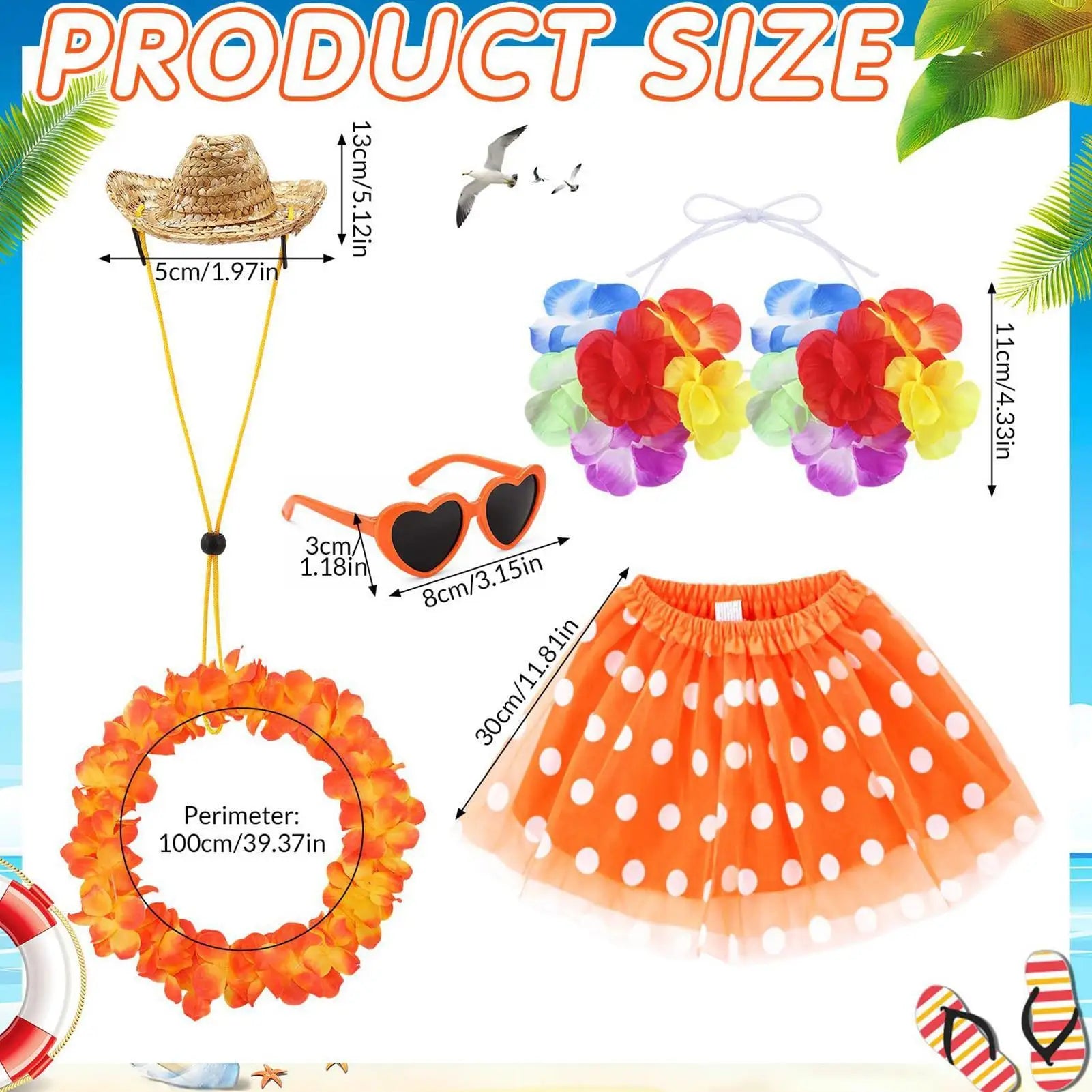 Hawaiian Porch Goose Outfit Summer Yard Figurine Clothes Porch Goose Cosplay Costumes for Women Men Parties Gatherings Park Yard Peaceful Pleasures Health and Wellness