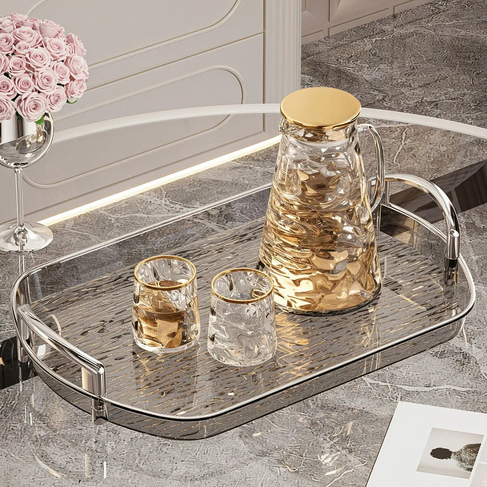 Clear Plastic Serving Tray with Dual Handles | Large Food Platter
