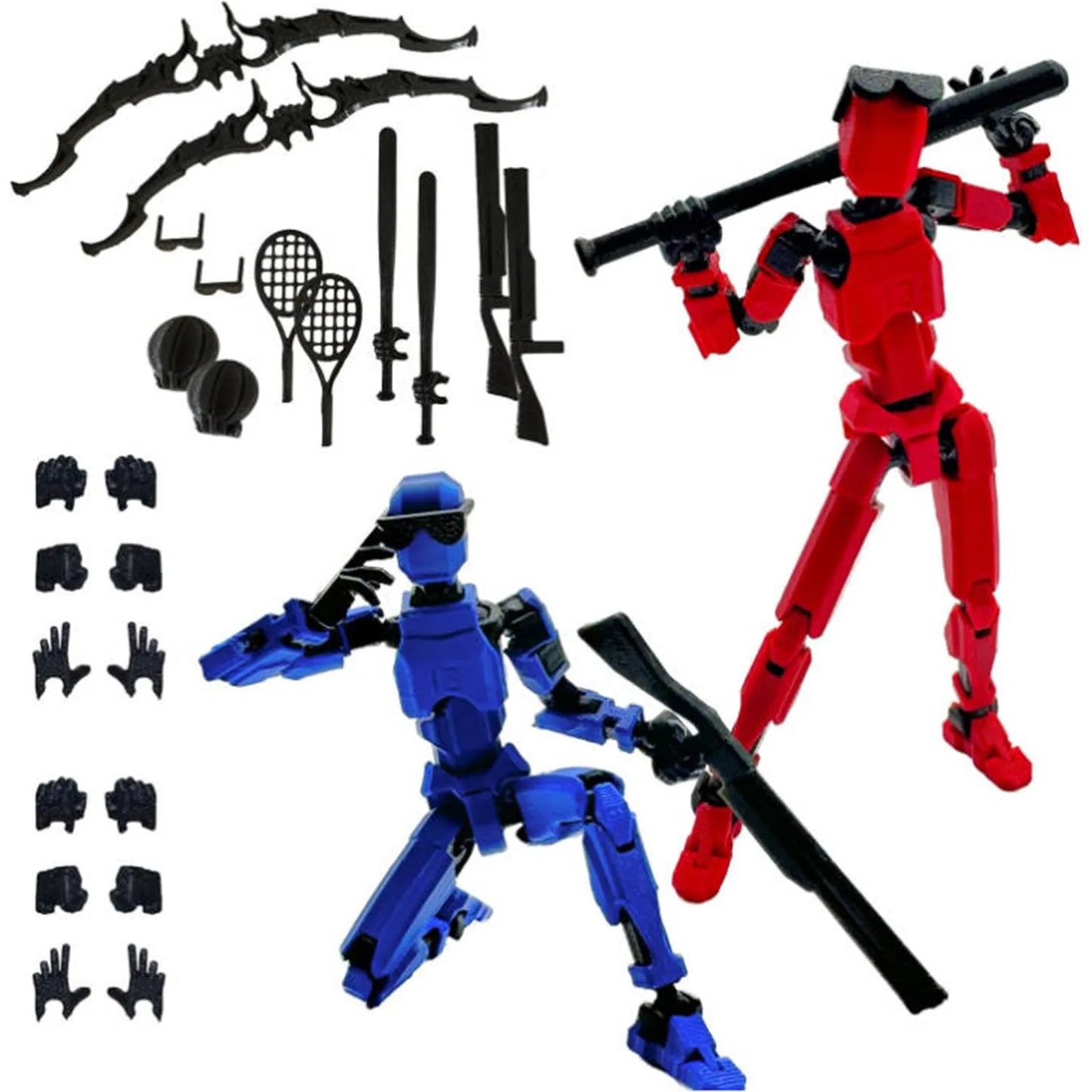 13-Joint Robot Action Figure Set with 6 Weapons | Posable