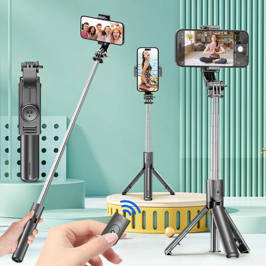 Selfie Stick Tripod with Detachable Bluetooth Remote, 360° Rotation,Extendable Pole, Fill Light Option, for iPhone Android Phone Peaceful Pleasures Health and Wellness