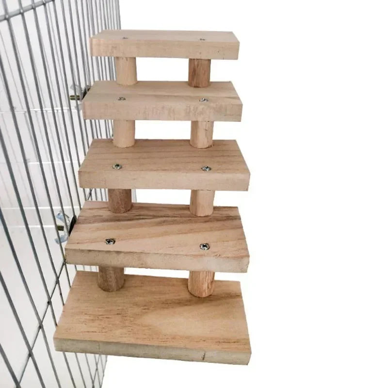 Natural Wood Parrot & Hamster Ladder Perch Chew Toy Stick