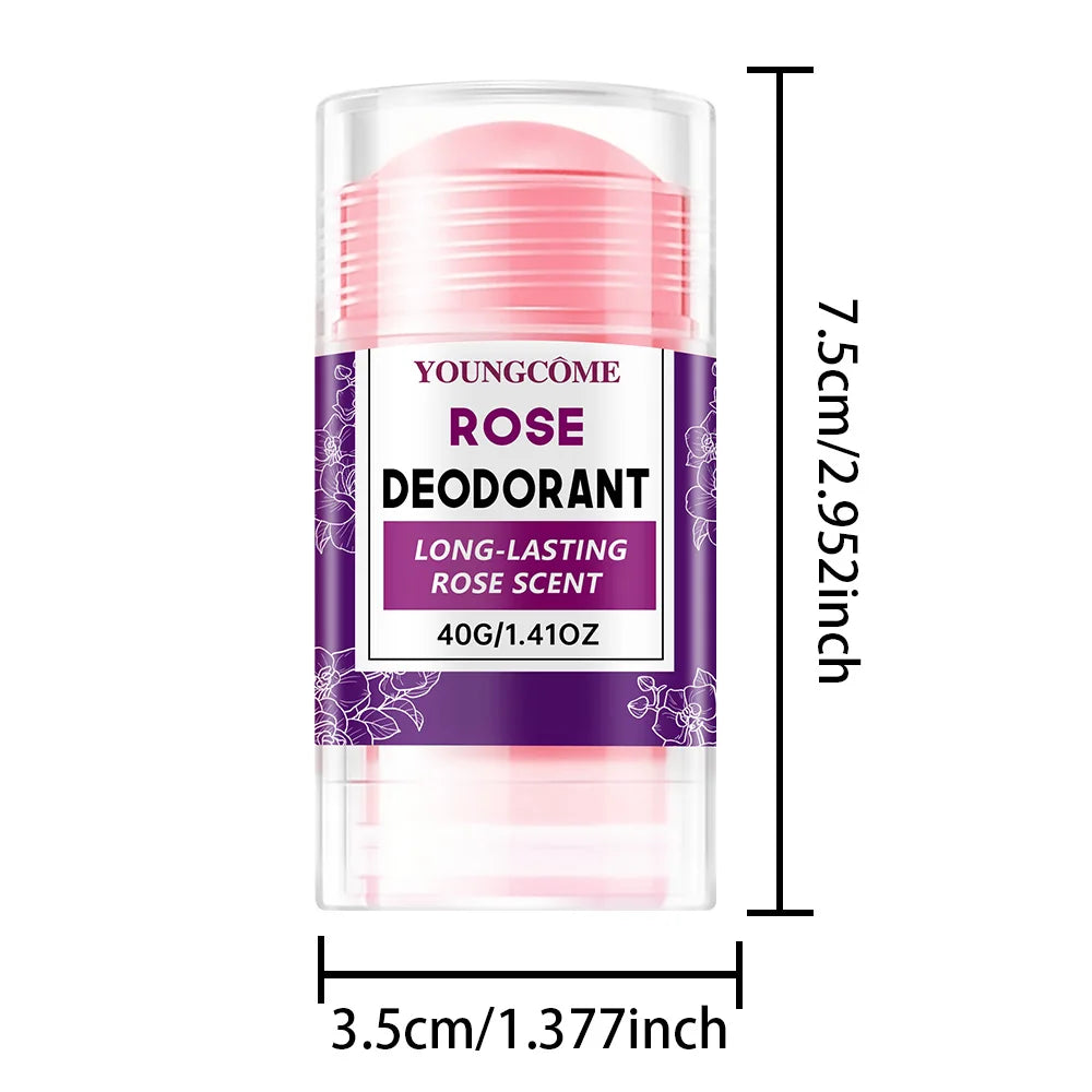 Rose Deodorant Stick Underarm Bad Smell Sweating Removal Armpit Refreshing Antiperspirant Lasting Aroma Deodorant Body Care Peaceful Pleasures Health and Wellness 40g