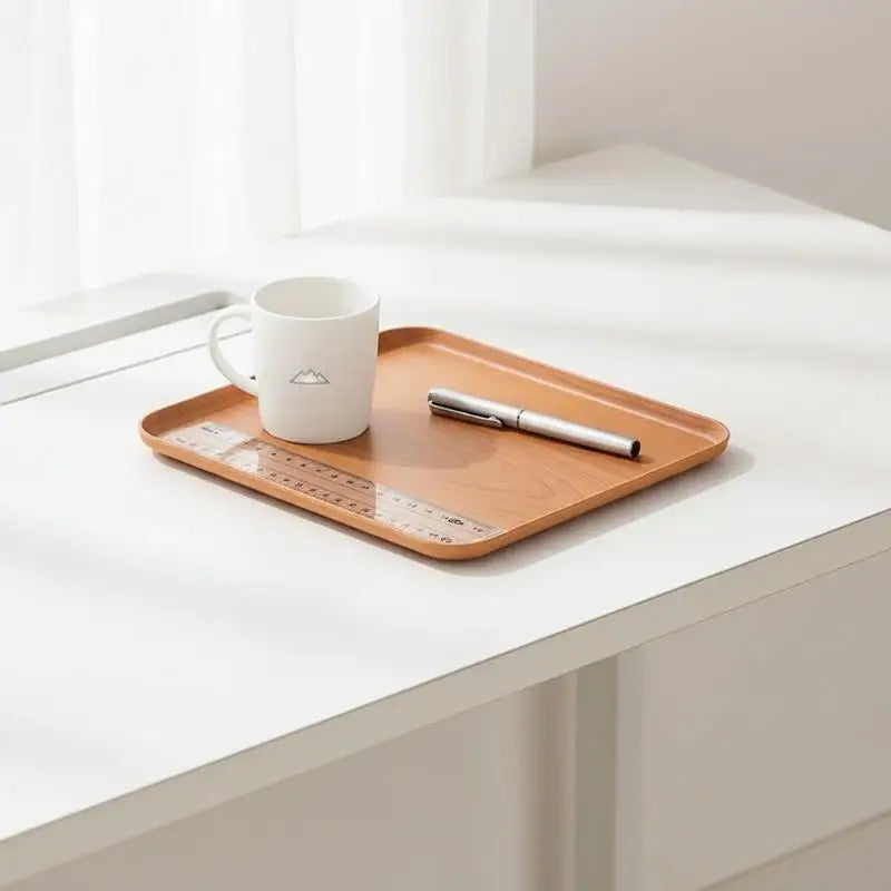 Wood Grain Stackable Serving Tray | Food-Safe PP Kitchen Tray