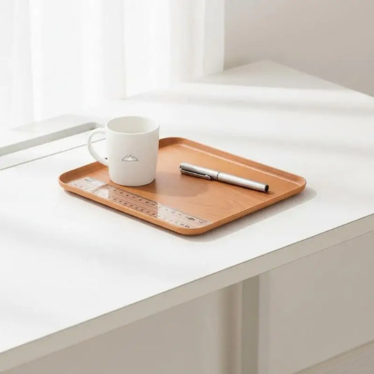 Wood Grain Stackable Serving Tray | Food-Safe PP Kitchen Tray Serving Tray Peaceful Pleasures Health and Wellness