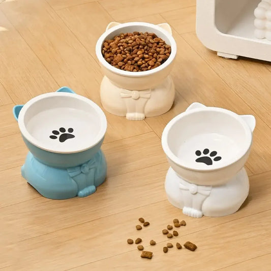 Ceramic Slanted Pet Bowl | Non-Slip Cat & Dog Feeder Ceramic Pet Bowl Peaceful Pleasures Health and Wellness