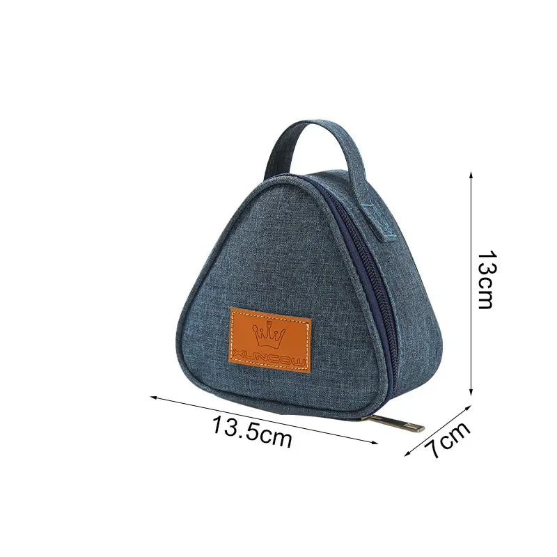 Cute Triangular Insulated Bags Outdoor Snack Pack Lunch Camping Keep Fresh Bento Box Insulated Bags For work and kid's school Peaceful Pleasures Health and Wellness Dark Blue