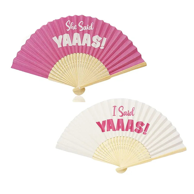 Silk Fan Bachelorette Party Decor | Bridal Shower "She Said Yaaas"