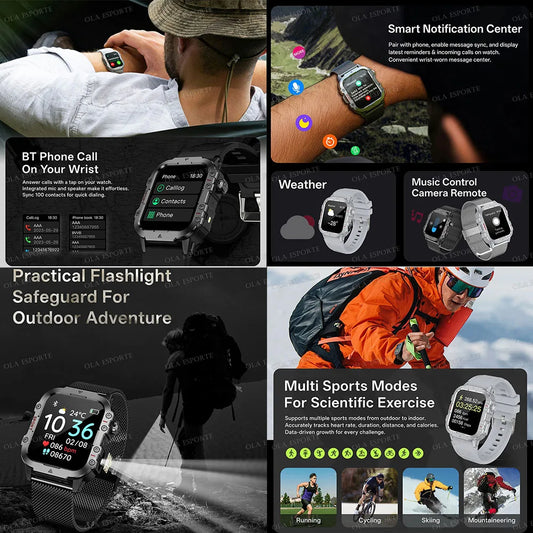 2026 New Military Smart Watch Men 3ATM Outdoor Sports Fitness Tracker Blood Pressure Health Monitor BT Calls GPS Smartwatch Hw12 Peaceful Pleasures Health and Wellness