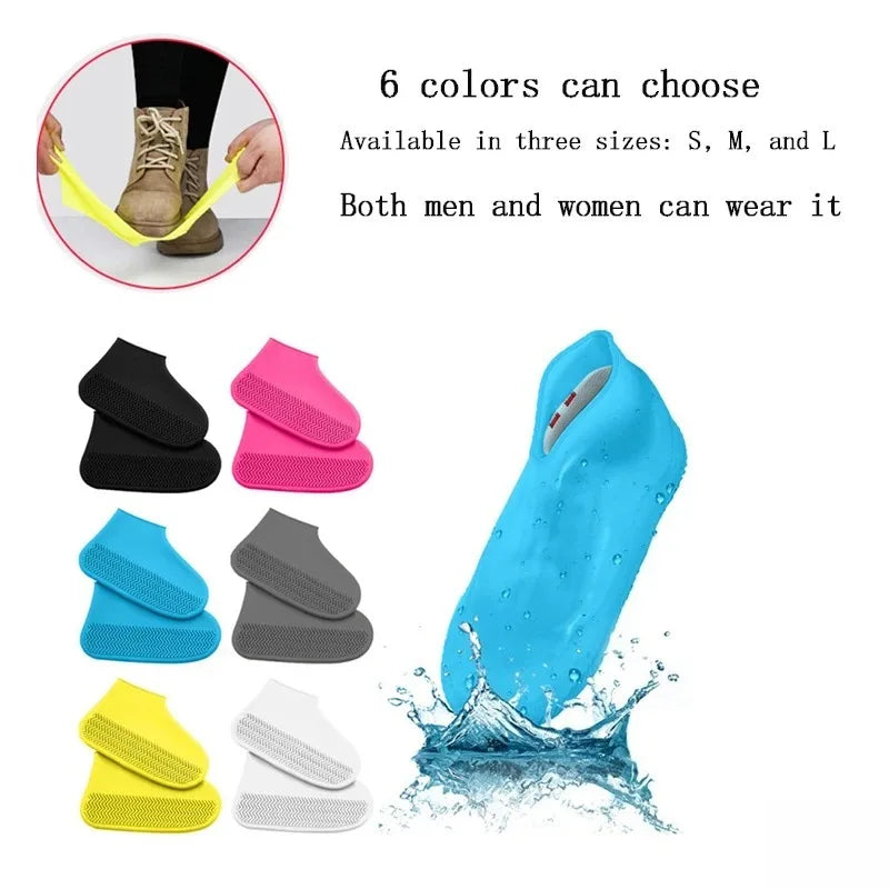 2PCS Unisex Waterproof Non-Slip Silicone Rain Boot Covers High Elastic Reusable Outdoor Shoes for Rainy Day Peaceful Pleasures Health and Wellness