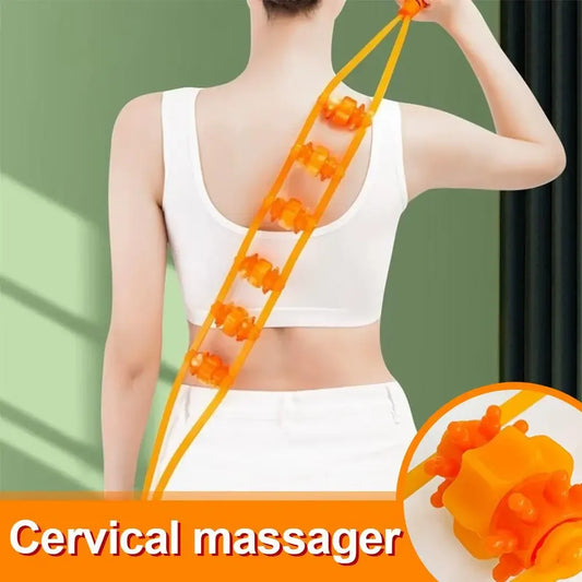 Back & Shoulder Massage Roller – Pull Strip Ball Massager Massage Roller Peaceful Pleasures Health and Wellness