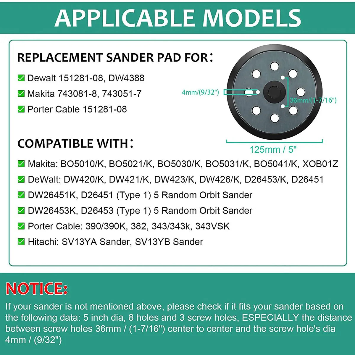 A36T-2Pcs Replacement Sander Base Pads Round Hook And Loop Backing Pad Orbital Sander Replacement Pad 125Mm 8 Hole Peaceful Pleasures Health and Wellness BlueBlack