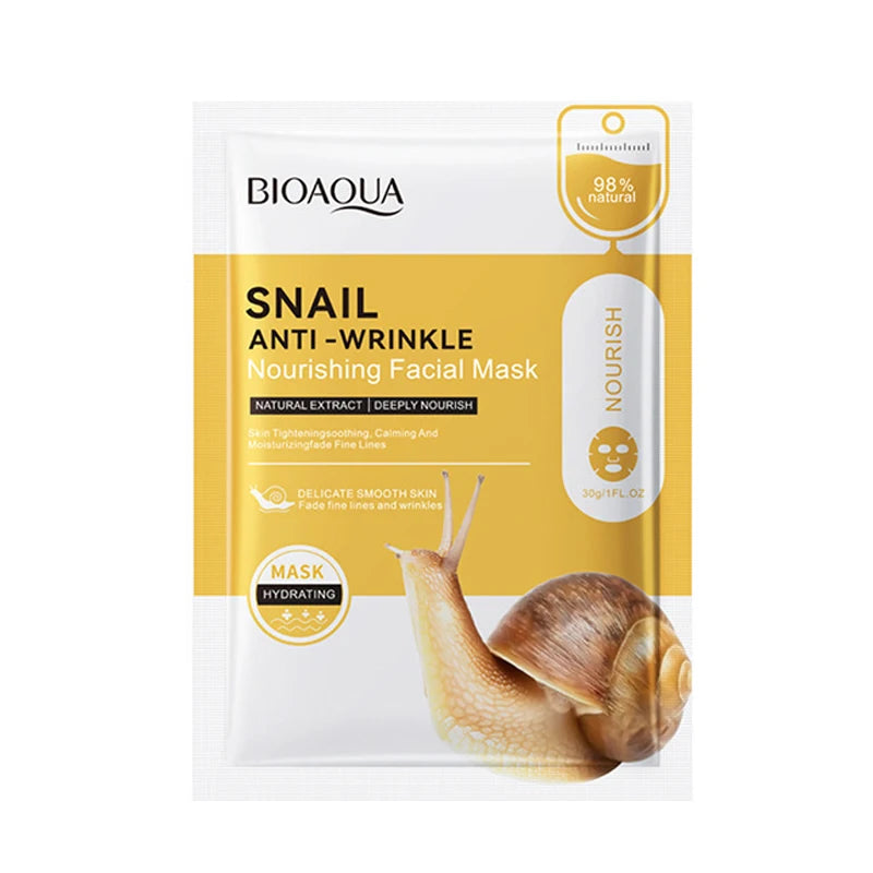 BIOAQUA Snail Face Mask 10pcs – Hydrating & Brightening Sheet Mask