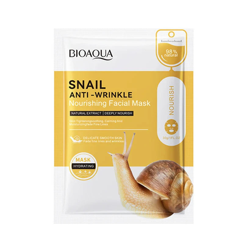 BIOAQUA Snail Face Mask 10-Pack – Hydrating & Brightening