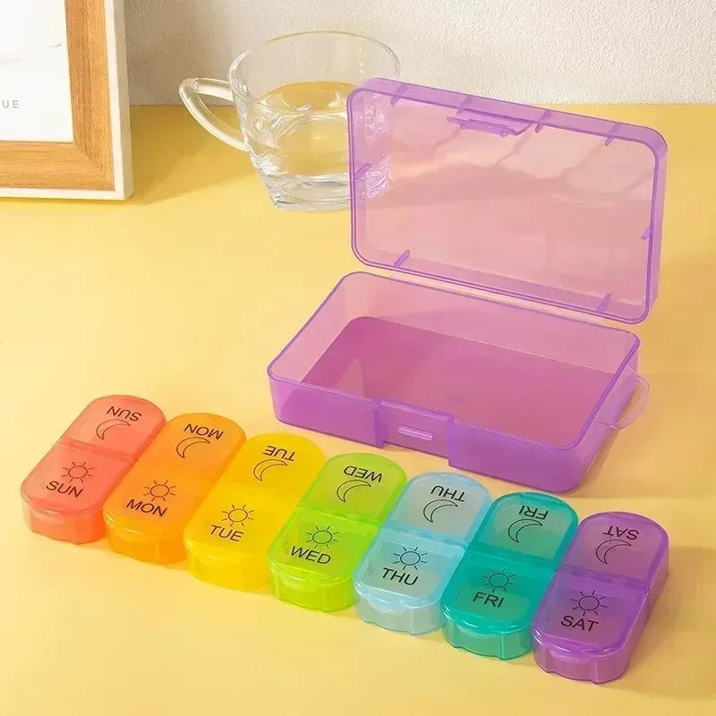 Pill Box 7 days Organizer 21 grids 3 Times One Day Portable Travel with Large Compartments for Vitamins Medicine Fish Oils Peaceful Pleasures Health and Wellness