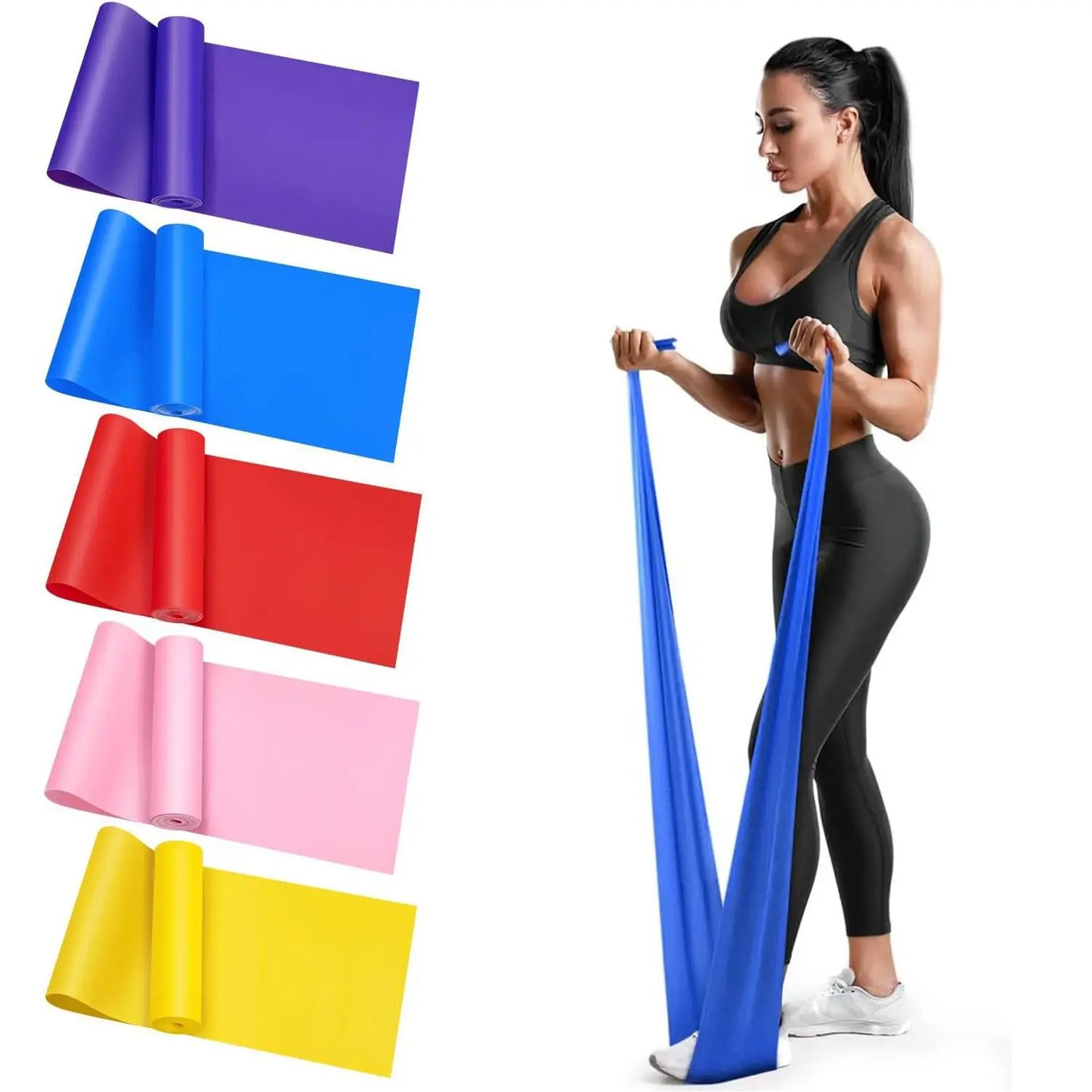 New Yoga Pilates Resistance Band - Long Elastic Stretch Band for Lower Body Strength Training Physical Therapy Home Gym Exercise Peaceful Pleasures Health and Wellness