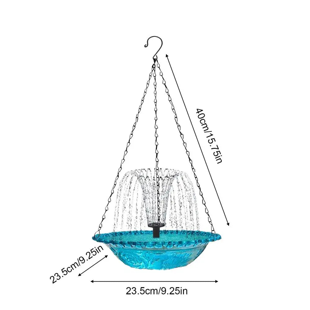 2-in-1 Solar Bird Bath Fountain – Hangable Cascading Outdoor