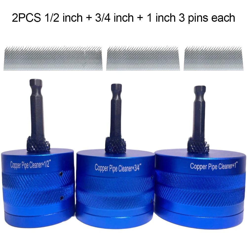 Copper Pipe Cleaning Brush Set – Drill-Powered 1/2, 3/4 & 1 In