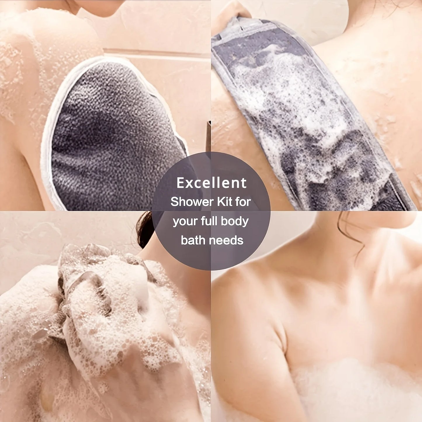 Exfoliating Body Scrubber Set – Back Scrubber, Glove & Loofah
