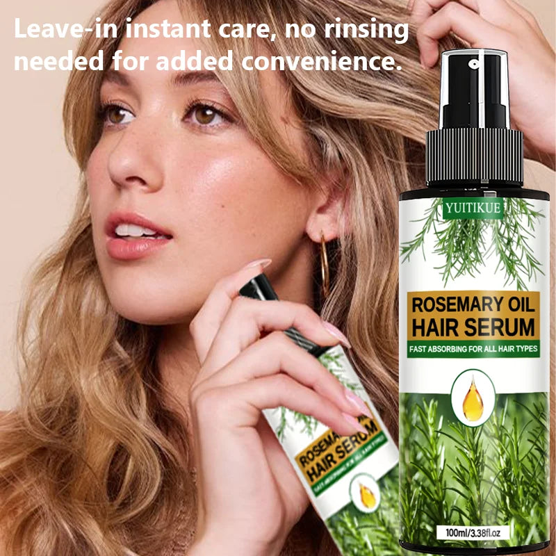 YUITIKUE Rosemary Oil Hair Serum Fast Absorbing Hair Care Spray for All Hair Types Scalp Treatment Hair Oil 100ml Peaceful Pleasures Health and Wellness