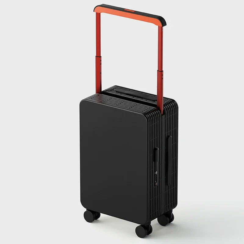 2025 Wide Handle Suitcase Carry-On Luggage 20 Inch Travel Trolley Case for Men And Women with Aluminum Frame PC Material Peaceful Pleasures Health and Wellness Black 20 inch