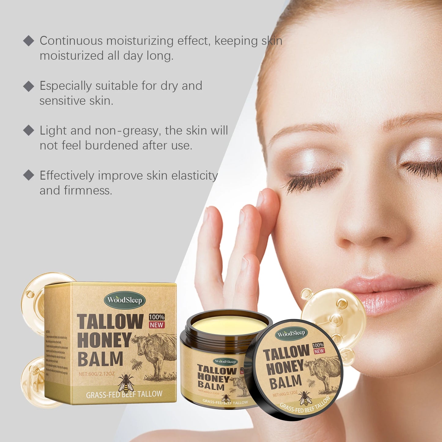 Beef Tallow & Honey Balm Face Cream – Hydrating & Firming