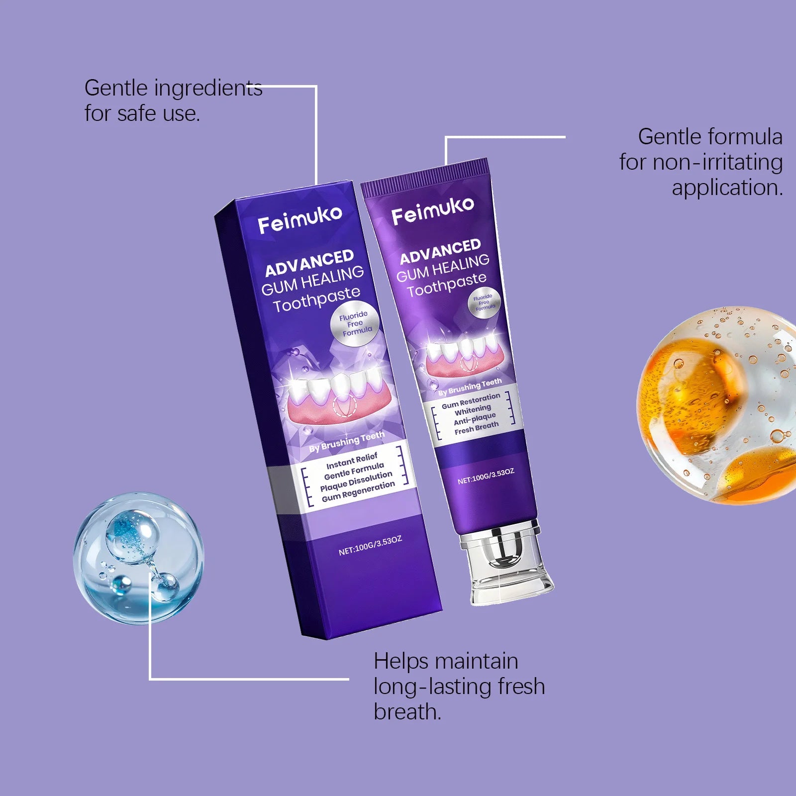Gum Repair Toothpaste Alleviate Gum Swelling Pain Gentle Cleansing Remove Oral Odor Relieve Tooth Damage Brightening Toothpaste Peaceful Pleasures Health and Wellness