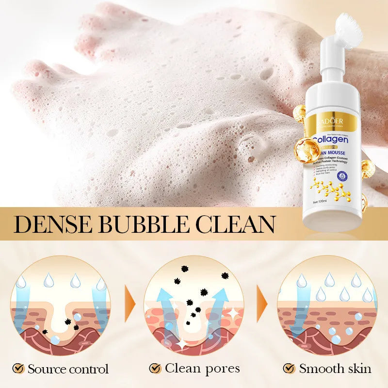 SADOER Collagen Facial Cleanser for Anti Wrinkle Deep Cleaning Mousse Nourishing Moisture Skin Care 120ml Peaceful Pleasures Health and Wellness